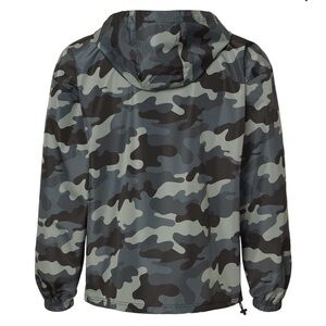 Champion Adult Packable Anorak 1/4 Zip Rain Jacket Black and Gray Camo